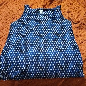 Chico's Navy and White Patterned Tank Top